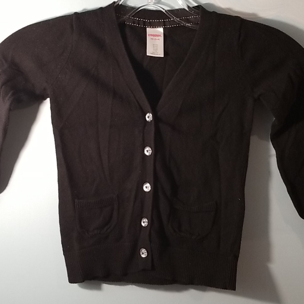Gymboree black long sleeve button cardigan girls XS 3-4